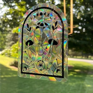 Magic Mushroom Suncatcher: Rainbow Window Cling