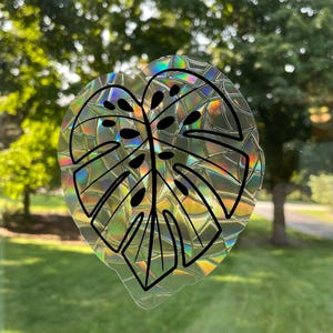 Monstera Leaf Suncatcher Window Cling, Monstera Suncatcher - Window Decal - Window Sticker