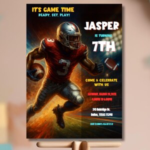 Invitation d'anniversaire de football pour garçons | Modèle de toile modifiable | Tout âge | Fête du jour du match de sport à imprimer | Invitation à téléchargement immédiat