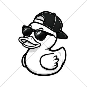 Duck With Sunglasses Svg & Png, Rubber Duck Clipart, Duck Vector Image, Bath Duck Silhouette, Sublimation Design, Cool Duck Cut File