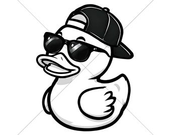 Duck With Sunglasses Svg & Png, Rubber Duck Clipart, Duck Vector Image, Bath Duck Silhouette, Sublimation Design, Cool Duck Cut File