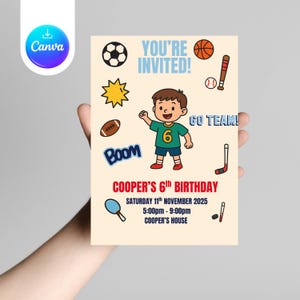 All Sports Birthday Invitation: Customizable Kids Party Theme (Digital Download)