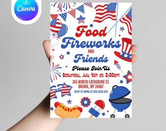 Invitation barbecue modifiable du 4 juillet : fête de l'indépendance (téléchargement numérique)