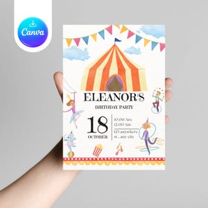 Editable Carnival Invitation, Carnival Birthday Party Invitation, Circus Birthday Invitation, Kids Invitation, Printable, Instant Download