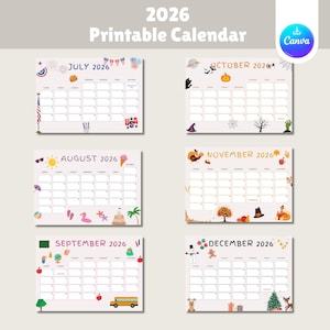 2026 Kids Calendar Printable, Animated Monthly Planner (PDF) - Etsy