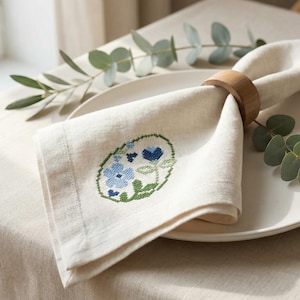 Floral Egg Cross Stitch Pattern PDF, Scandinavian Easter Embroidery Design, Minimal Spring Folk Motif