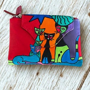 Cadeau kattenliefhebber dames | Handgemaakte kattenportemonnee met ambachtelijke flair | Uniek ambachtelijk cadeau voor kattenliefhebbers en kattenfans