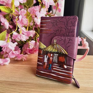 Stylish Leather Wallet | Purple Pink Design, RFID Wallet | ID window bi fold button | Credit Card Wallet