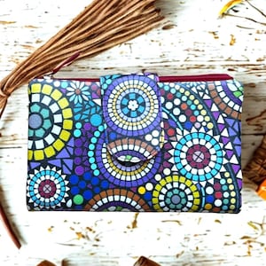 Printed Mosaic Soft Leather Wallet - RFID Blocking, Zippers, and 12 Card Slots - Wallet with Coin Pouch - Perfect Gift for Her