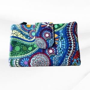 Printed Mosaic Print Leather Wallet - RFID Blocking, Zippers, and 10 Card Slots - Wallet with Coin Pouch - Perfect Gift for Her