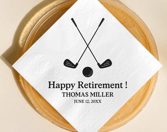 Golf Theme Retirement Party Napkins, Custom Retirement Party Paper Dinner Napkins, Happy Retirement Cocktail Napkins, Napkins Decor