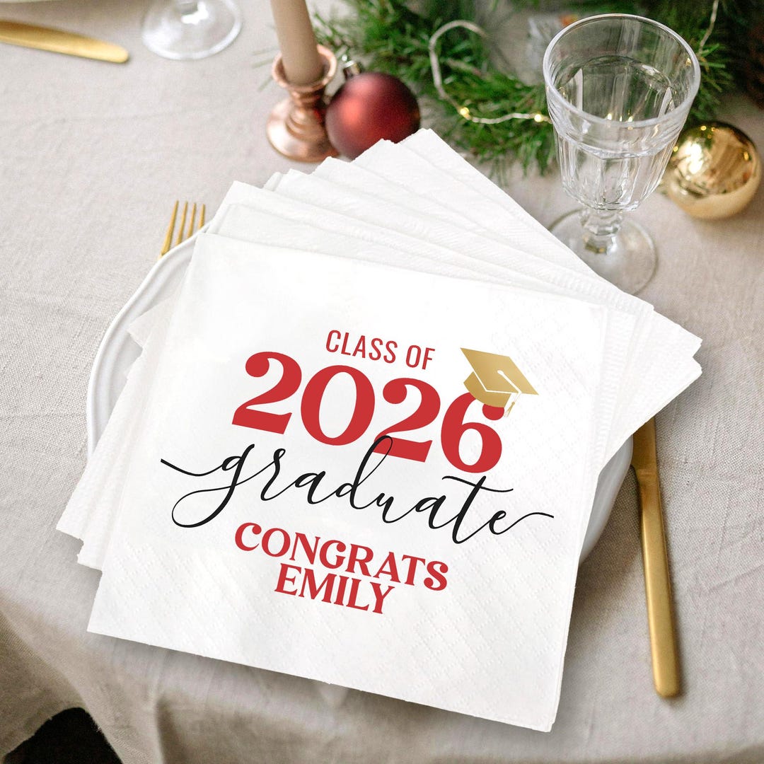 Class of 2026 Modern Graduation Party Napkins, Congrats Grad Party ...