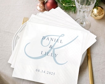 Custom Wedding Party Napkins, Monogram Cocktail Napkins, Wedding Cocktail Napkins, Napkins for Wedding Party, Minimalist Wedding Table Decor