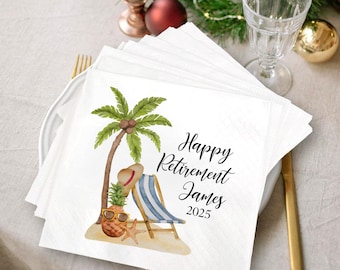 Custom Happy Retirement Party Napkins, Retirement Dinner Napkin, Official Retirement Cocktail Napkins, Napkins For Retirement Party Decor