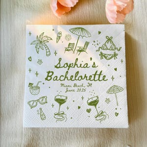 Custom Bachelorette Party Decor, Personalized Bachelorette Beach Napkins, Weekend Bachelorette Napkins Decor, Custom Napkins For Party