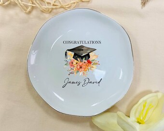 Custom Congratulation Jewelry Dish, Personalized Grad Ring Dish, Graduation Favors, Custom Class of 2026 Ceramic Trinket Tray