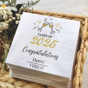 Custom Class of 2025 Grad Napkins, Graduation Party Napkins Decor, I DI IT Custom Graduation Napkins, Grad Party Decor, Cocktail Napkins