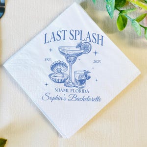 Personalized Beach Bachelorette Party Decor, Last Splash Bach Napkins, Custom Bachelorette Party Napkins, Bridal Shower Party Napkins