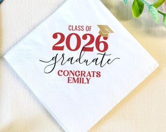 Class of 2026 Modern Graduation Party Napkins, Congrats Grad Party Decor, Class of 2026 Party Decor, Custom Graduation Napkins Gifts