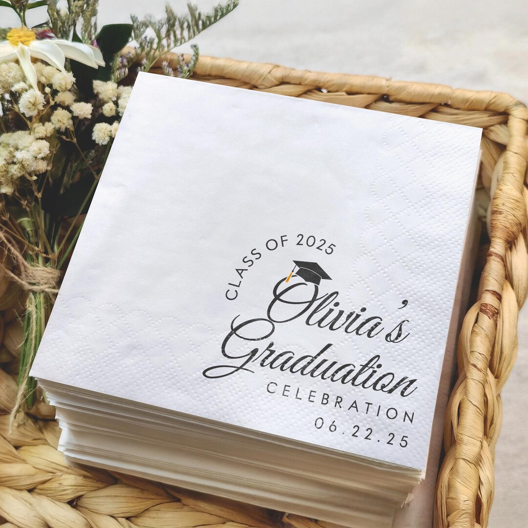 Custom Class of 2025 Party Napkins, Personalized Graduation Napkins ...