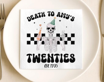 Death To My Twenties Napkins, Custom 30th Birthday Party Napkins Decor, RIP To My 20s Thirty Birthday Party, Custom Celebration Napkin