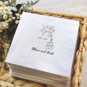Personalized Cin Cin Cherub Cupid Icon Wedding Napkins, God of Love Napkins, Custom Vow Cocktail Paper Napkins, Engagement Party Napkins