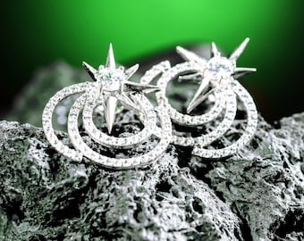 NEW Glinda Inspired Earrings – Wicked Musical Jewelry, Silver Earrings, Crystal Hoop Earrings, Witch Cosplay Accessories, Gift for Her
