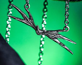 Ja,ck Skell|ngton Bat Bowtie Necklace, Halloween Jewelry, Nightmare B4 Christmas Pendant, Spooky Bat Charm, Spooky Xmas Gift