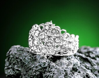 NUEVO Anillo Corona de Glinda: Joyería inspirada en el mal, Corona de bruja plateada, Anillo ajustable de Reina Hada, Accesorio de Cosplay, Regalo para ella