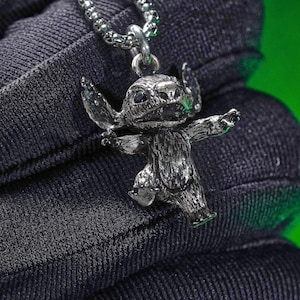 Fanmade Stitch Necklace, Handmade 950 Silver Stitch Pendant, Inspired by Dis.n.ey’s Stitch – Cute Jewelry for Fans & Collectors