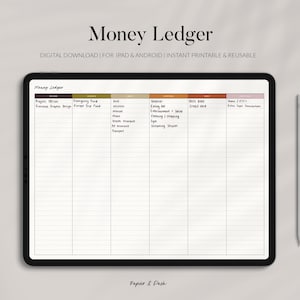 Money Ledger • Minimalist Expense List • Income & Bills Log • Digital iPad Finance Tracker for Goodnotes • Printable PDF Ledger