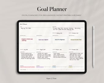 Goal Planner • Printable Goal Setting Worksheet • Digital Goal Tracker for Goodnotes • iPad Goal Planning Template • Minimalist Goal Planner