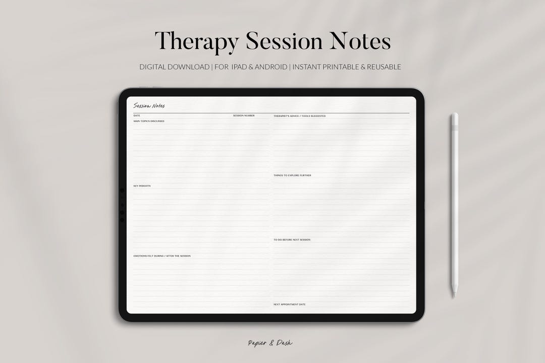 Therapy Session Pages Intro Therapy Session Notes • Digital & Printable Therapy Journal PDF ...