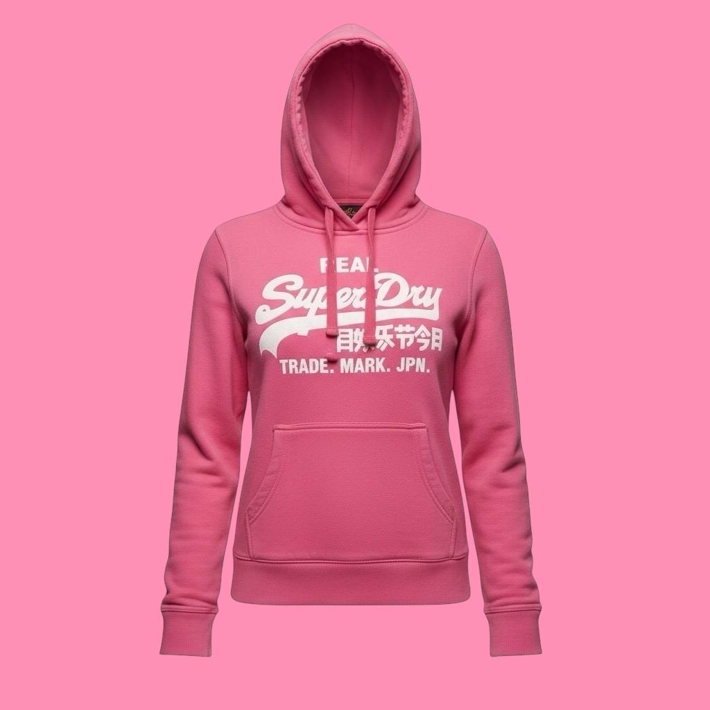 Veste Superdry Femme Taille M - Style Anorak Vintage Coton - Couleur Rose/Noir - Occasion Très Bon État