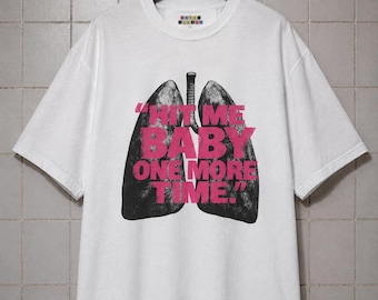 Britney Spears Hit Me Y2K Anatomische Longen Graphic Tee, Roze Punk Tumblr Shirt