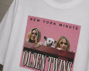 Olsen Twins New York Minute Tee, Y2K Celebrity Hot Pink Bootleg Shirt