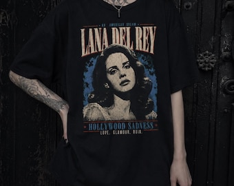 Lana Del Rey Hollywood Sadness Graphic T-shirt, Retro Portrait Music Merch