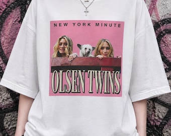 Olsen Twins New York Minute Tee, Y2K Celebrity Hot Pink Bootleg Shirt