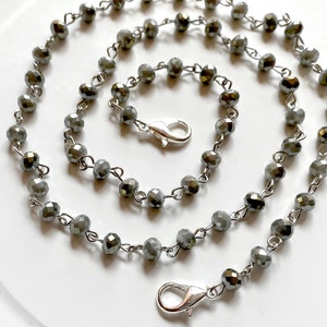 Mask Chain, Face mask chain, Glasses Lanyard, Mask Lanyard, Mask Holder, Face Mask Lanyard, Mask Necklace, Mask Strap, Sparkly Gray Beads