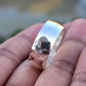 Rustic Hammered Sterling Silver Ring: Wide Band Boho Wedding