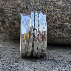 Anillo de plata para la ansiedad, anillo giratorio para la ansiedad, anillo giratorio de meditación, anillo bohemio hecho a mano, regalo para mujer.