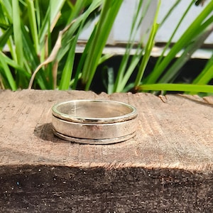 925 Sterling Silver Spinner Ring: Minimalist Fidget Anxiety Band