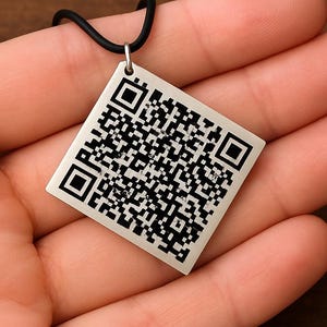 Personalized QR Code Necklace: Sterling Silver Memorial Gift