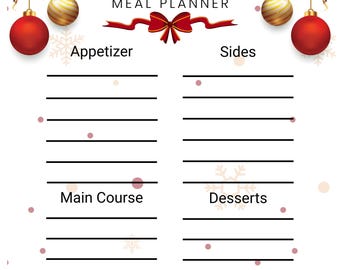 Julklappsinköpslista och matplanerare