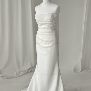 Strapless Wedding Dress Crepe Wedding Dress Mermaid Wedding Dress Modest Wedding Dress Simple Wedding Dress Minimalist Wedding Dress