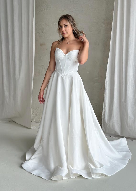 sachin and babi light blue dress Luxury Satin Mermaid Bridal Gown by Nadia's