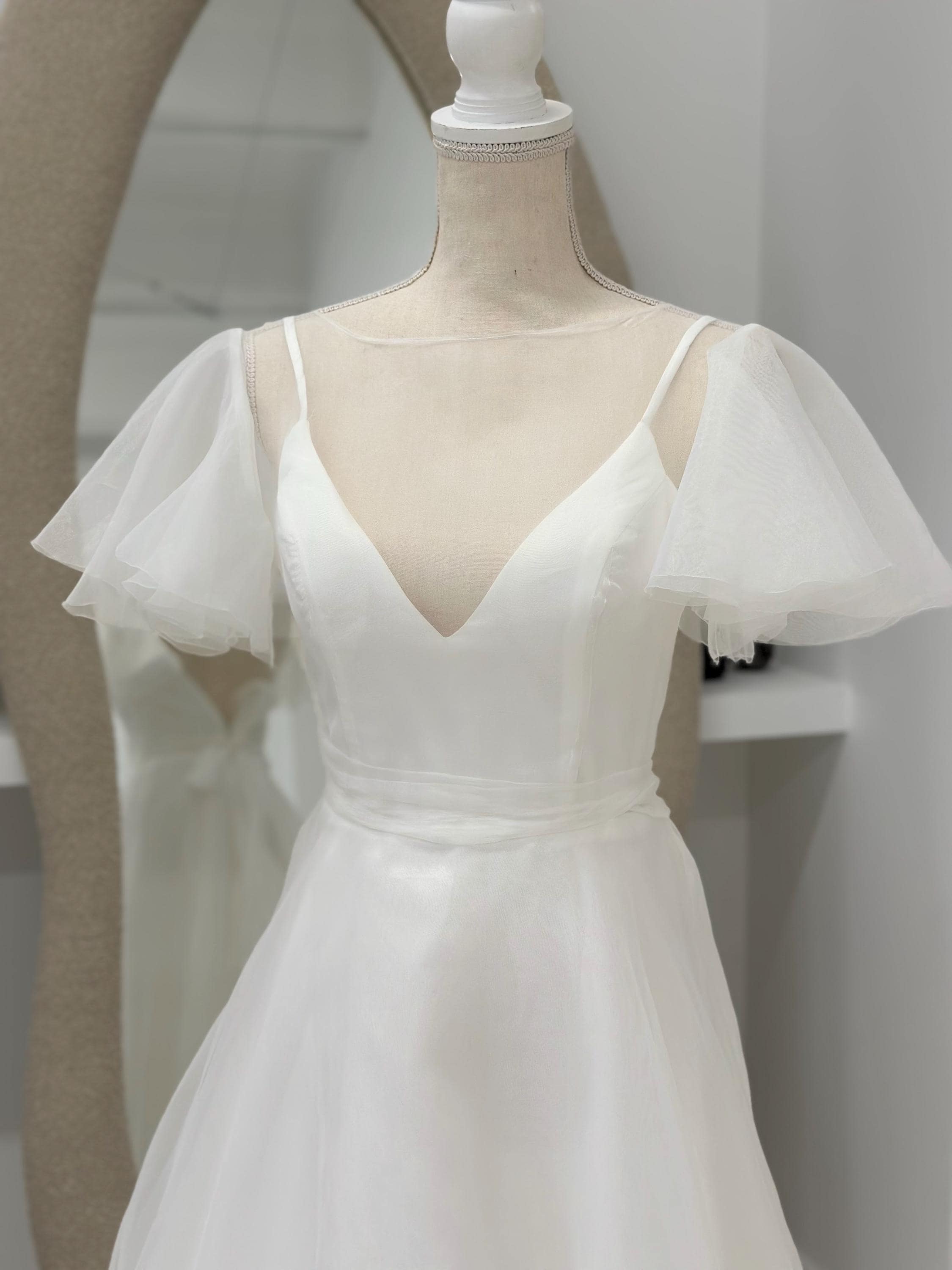 Flutter Sleeve Chiffon Wedding Dress