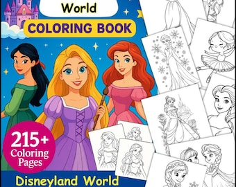 215 Disney Coloring Pages PDF | Printable Disneyland Activity Book | Family Coloring Fun Page | Coco Wyo Coloring Page | Fantasy World Book