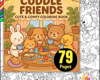 Cuddle Friends: 79 Super Cute Animal Characters Coloring Pages, Instant Download, Printable PDF File , Coco Wyo Coloring Pages