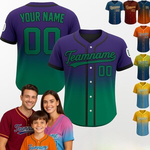 Custom Gradient Baseball Jersey: Personalized Team Uniform, Gift for Fan